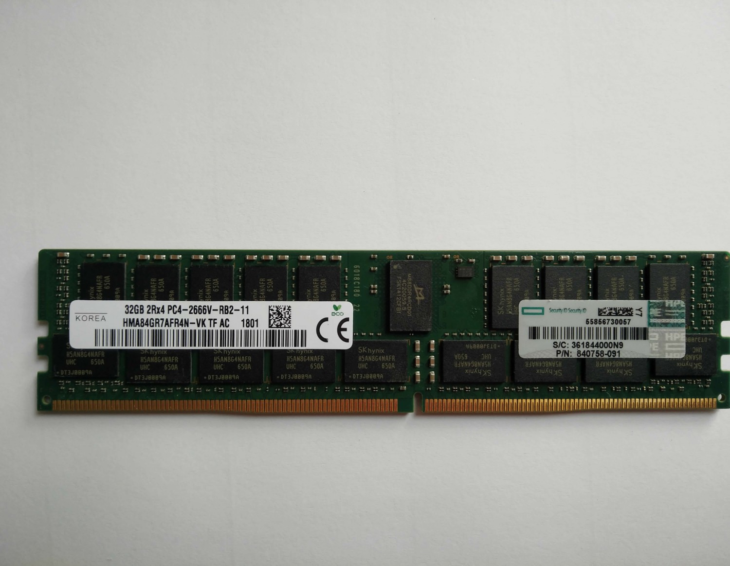 HPE 32GB (1x32GB) Dual Rank x4 DDR4-2666 CAS-19-19-19 Registered Smart Memory Kit