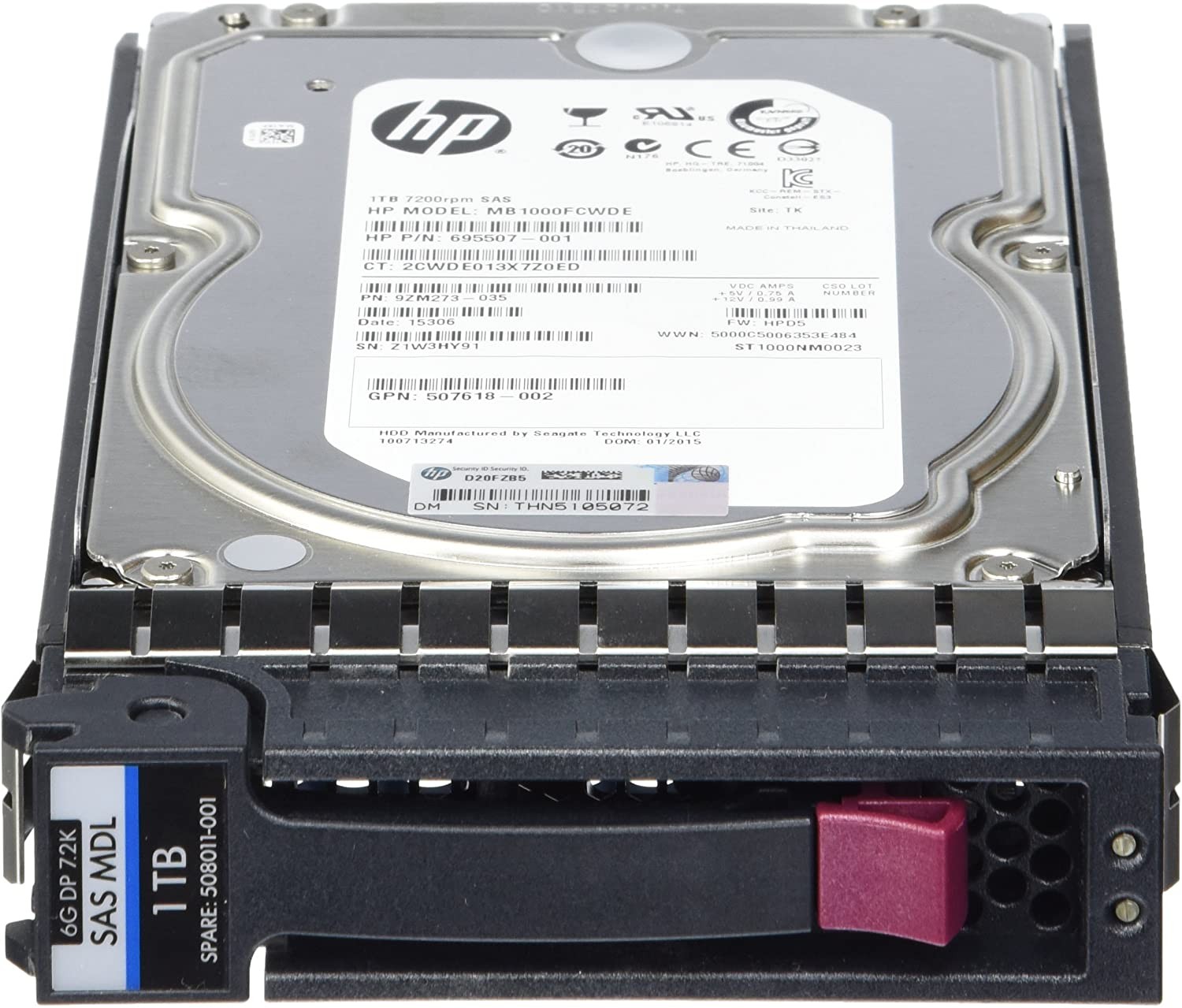 HP 1TB 6G SAS 7.2K LFF DP MDL 507614-B21-R