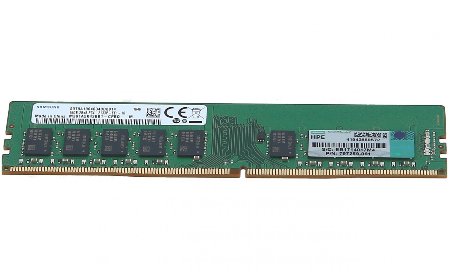 HPE 16GB  (1 x16GB) Dual Rank x8 DDR4-2133 Unbuffered