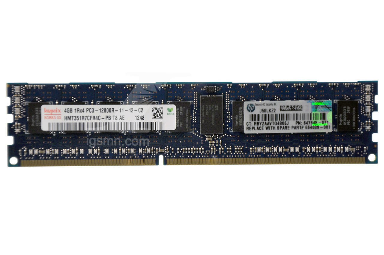 HP 4GB (1x4GB) Single Rank x4 PC3-12800R (DDR3-1600) Registered CAS-11 Memory Kit