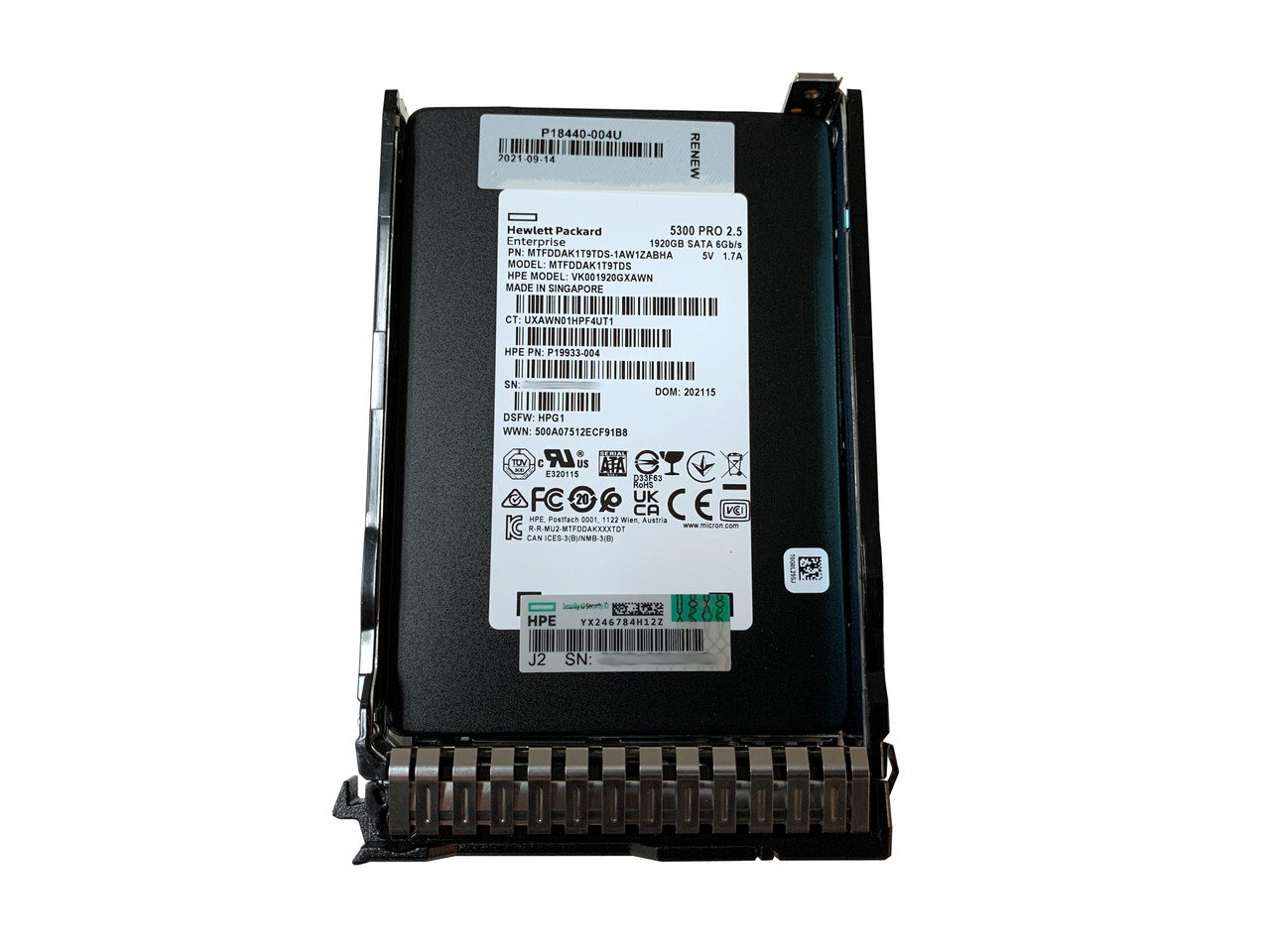 P18426-B21 HP G8-G10 1.92-TB 2.5 SATA 6G RI MV SSD